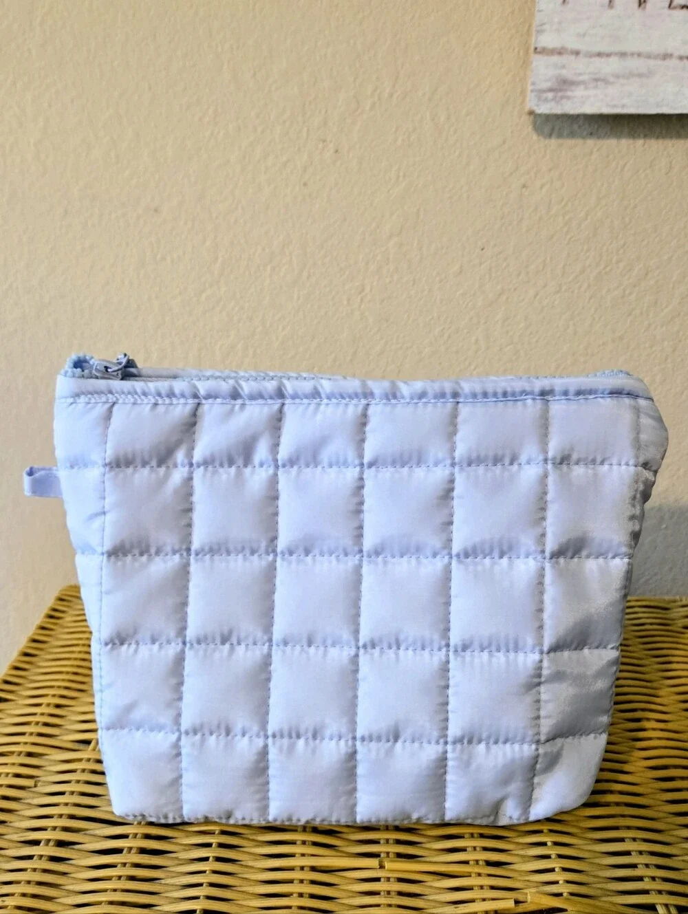 Quilted Light Blue Cosmetic Pouch -NWT